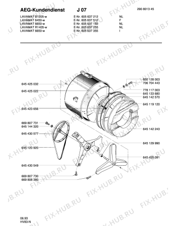 Взрыв-схема стиральной машины Aeg LAVREG. 1405 SENS. - Схема узла Tub and drum